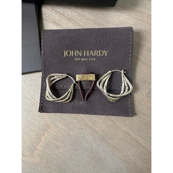 John Hardy Bamboo Hoop Earings, Sterling Silver - Picture 2 of 5